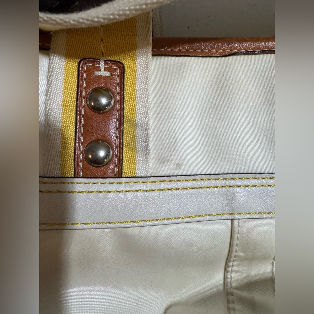 Vintage Coach Cream & Yellow Women's Tote Bag - Picture 3 of 9